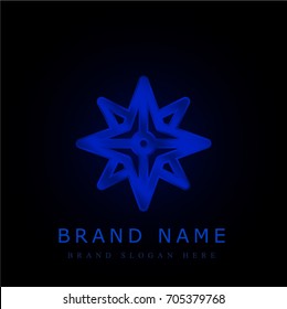 Wind rose blue chromium metallic logo