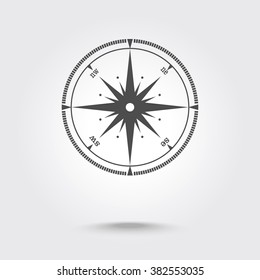 Wind rose compass flat vector symbol