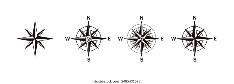 Wind rose, compass, compass - icon set	