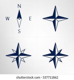 Wind rose compass icons set - vector isolated.