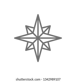 Wind rose, compass, navigation line icon.