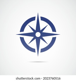Wind rose, compass, navigation - vecto icon on white background.