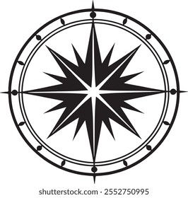 Wind rose compass silhouette With White Background