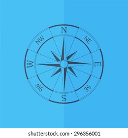 wind rose compass vector icon. Flat design