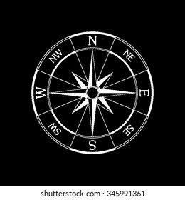 wind rose compass vector icon isolated on black