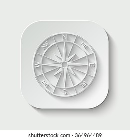 wind rose compass vector icon - paper illustration