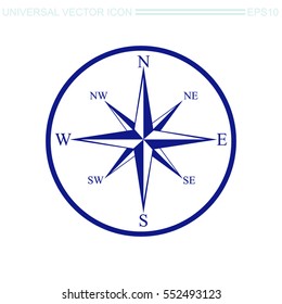 Wind rose compass vector icon.