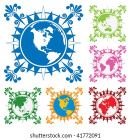 Wind rose compass. Vector illustration