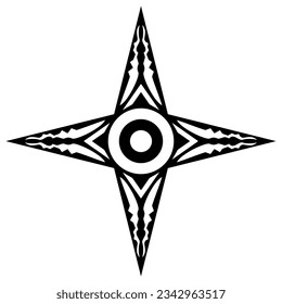Wind rose or Compass rose vector with Ornament. Four directions. Isolated background.
Marine, nautical or trekking navigation symbol or for including in a map.