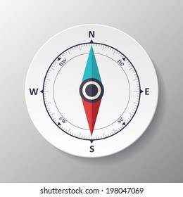 Wind rose compass vector symbol with shadow