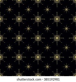 Wind rose compass vintage vector symbols seamless pattern.