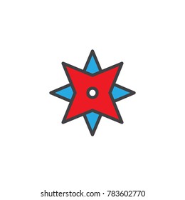 Wind rose filled outline icon, line vector sign, linear colorful pictogram isolated on white. Compass star symbol, logo illustration. Pixel perfect vector graphics