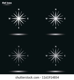Wind rose flat grayscale vector icon. Cartography symbol.