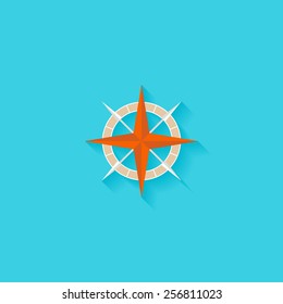Wind rose flat icon. Modern flat icons vector collection with long shadow effect in stylish colors of web design objects. Trendy Flat Style. Isolated on blue background. Flat design. EPS 10.