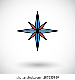 Wind rose. Flat icon on the white background for web and mobile applications. Vector illustration.