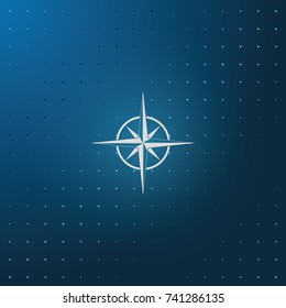 Wind rose flat vector icon. Cartography symbol.