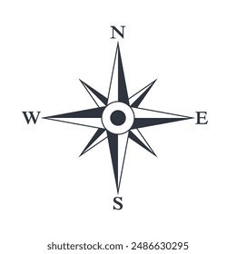 Icono gráfico de rosa de viento. Símbolo Abstractas aislado sobre fondo blanco. Ilustración vectorial