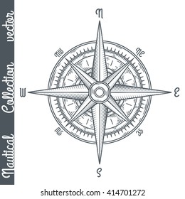 Wind rose. Hand drawn vector illustration.