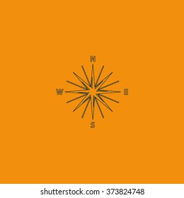 Wind rose icon. Cartography symbol. Flat illustration.