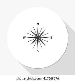 Wind rose icon. Cartography symbol. Flat illustration.