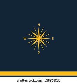 Wind rose icon. Cartography symbol. Flat illustration.