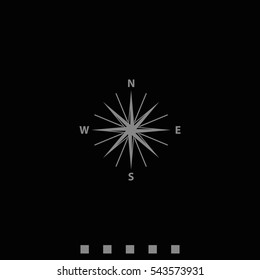 Wind rose icon. Cartography symbol. Flat illustration.