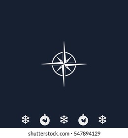 Wind rose icon. Cartography symbol.