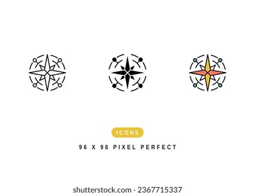 Wind Rose Icon. Compass Map Direction Symbol Stock Illustration. Vector Line Icons For UI Web Design And Presentation