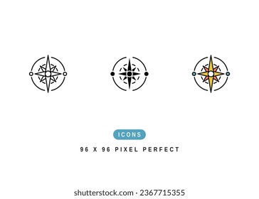 Wind Rose Icon. Compass Map Direction Symbol Stock Illustration. Vector Line Icons For UI Web Design And Presentation