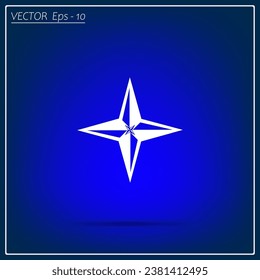 Wind rose icon. Compass symbol. Flat illustration.