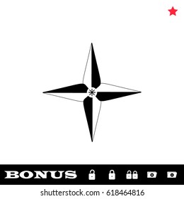 Wind rose icon flat. Black pictogram on white background. Vector illustration symbol and bonus button open and closed lock, folder, star