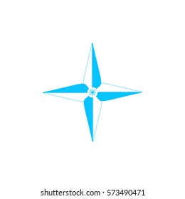 Wind rose icon flat. Blue pictogram on white background. Vector illustration symbol