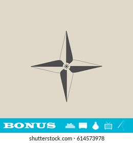 Wind rose icon flat. Grey pictogram on light background. Vector illustration symbol and bonus button real estate, ottoman, vase, tv, fishing rod