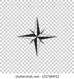 Wind rose icon isolated on transparent background. Compass icon for travel. Navigation design. Flat design. Vector Illustration