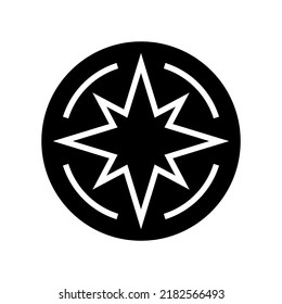 Windrose-Symbol oder Logo einzeln auf Zeichen, Vektorgrafik - hochwertige Vektorgrafiken im schwarzen Stil
