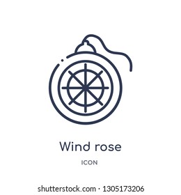 wind rose icon from nautical outline collection. Thin line wind rose icon isolated on white background.
