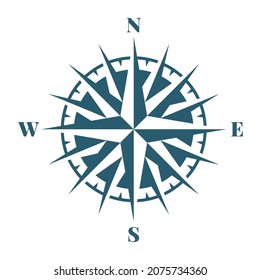 Wind rose icon. Orientation symbol. Map compass
