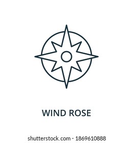 Icono de Rosa del Viento. Elemento de línea simple de la colección de navegación. Icono de Wind Rose rellenado para plantillas, infografías y más.