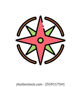 wind rose icon, , suitable for designs related to astrology, cardinal directions, compapass etc. Isolated white background editable, eps 10