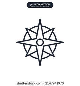 Symbol-Vorlage für Windrose-Symbol für Grafik- und Webdesign-Kollektion, Vektorgrafik