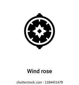 Wind rose icon vector isolated on white background, logo concept of Wind rose sign on transparent background, filled black symbol