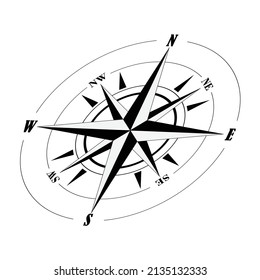Windrose-Illustration. Nautische Kompasssymbol einzeln auf weißem Hintergrund. Design-Element für Meeresthema und Heraldry.