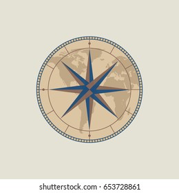 Wind rose isolated symbol. Compass vector illustration