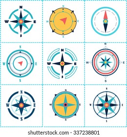 Wind rose isolated vector illustration.Compass.