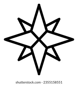 Wind Rose Linie Symbol, nautisches Konzept, Compass Star Schild auf weißem Hintergrund, altes Wind Rose Kompass Symbol in Umriss-Stil für mobiles Konzept und Web-Design. Vektorgrafik