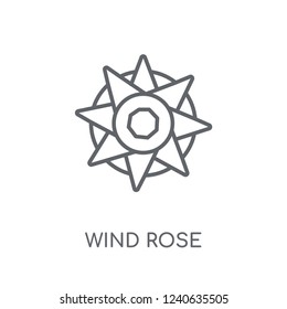 Wind rose linear icon. Modern outline Wind rose logo concept on white background from camping collection. Suitable for use on web apps, mobile apps and print media.