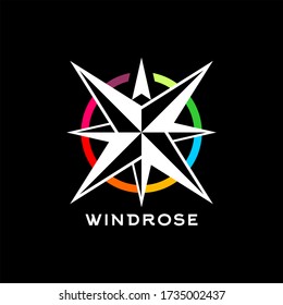 wind rose logo simple colorful vector, for compass or traveling icon inspiration
