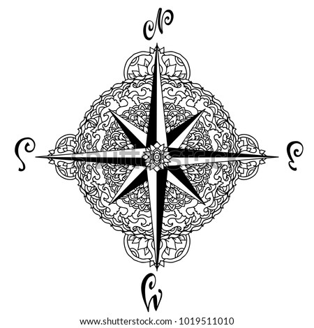 Download Wind Rose Mandala Style Nautical Compass Stock Vector ...