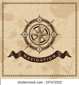 Wind Rose Nautical Compass - Vector design background