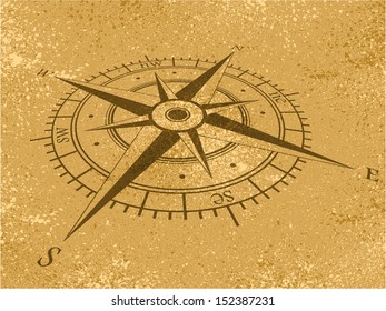 Wind rose on beach background. eps10